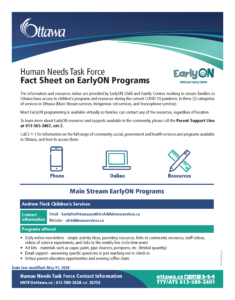 COVID19 EarlyON Fact Sheet