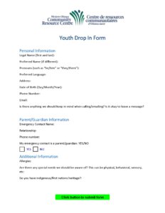 Youth Drop-In Form