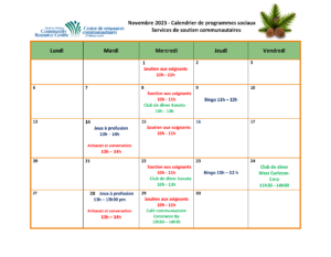 CSS Calendar - November 2023 - French