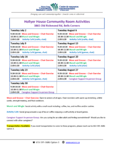 Hollyer House - July/August Calendar 2024