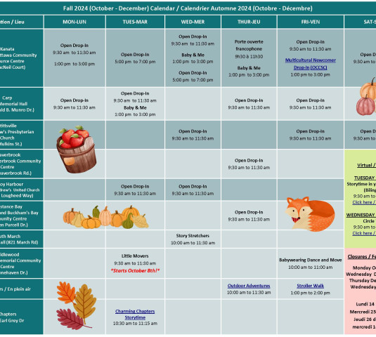 EarlyON Fall Calendar - 2024