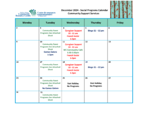 December 2024 - Social Programs Calendar