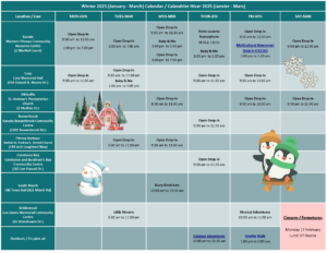 EarlyON Winter (Jan-Mar) 2025 Calendar