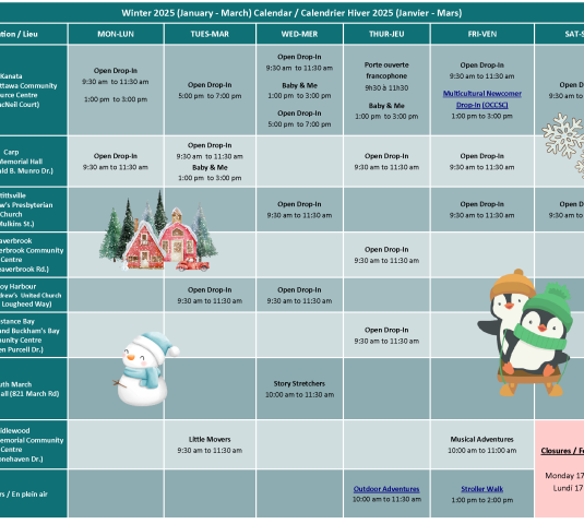 EarlyON Winter (Jan-Mar) 2025 Calendar