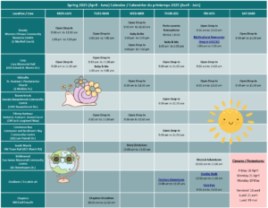 EarlyON Spring (Apl-Jun) 2025 Calendar Update