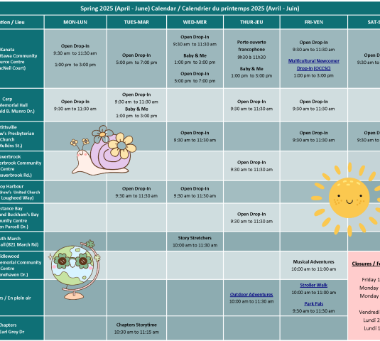 Spring (Apl-Jun) 2025 Update EarlyON Spring (Apl-Jun) 2025 Calendar Update